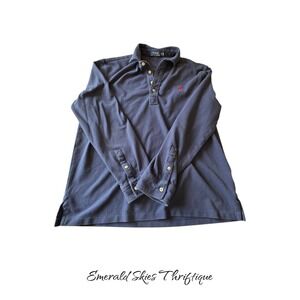 mens polo Ralph Lauren long sleeve shirt pull over xl quarter button free ship